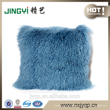 Atractivo suave mullida lana rizada de cordero mongol piel de oveja funda de cojín multicolor